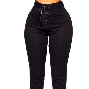 Lace up skinny jeans